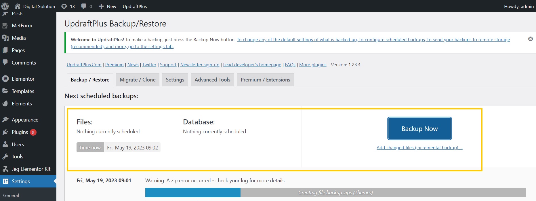 backup wordpressffiles