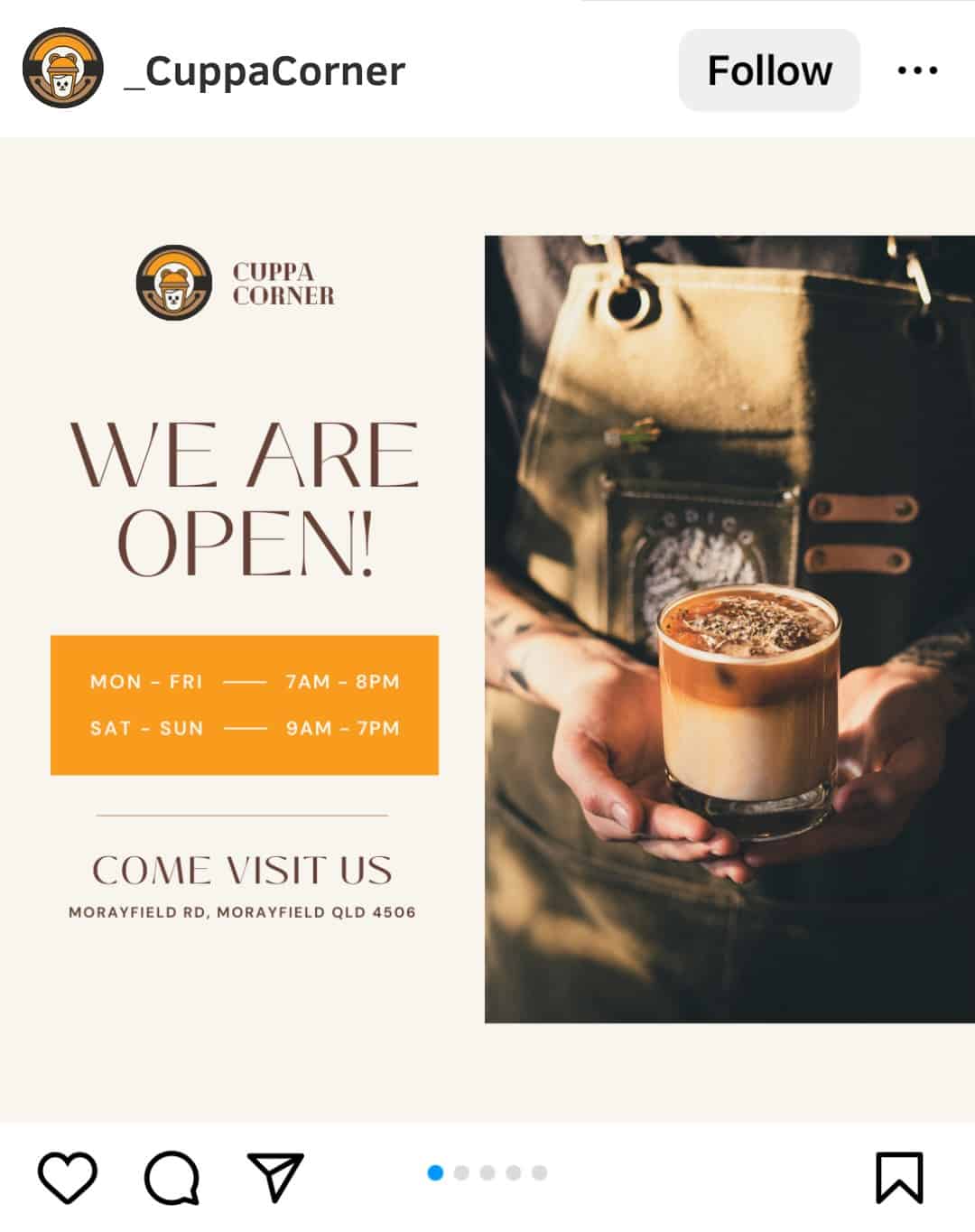 cafe social media post
