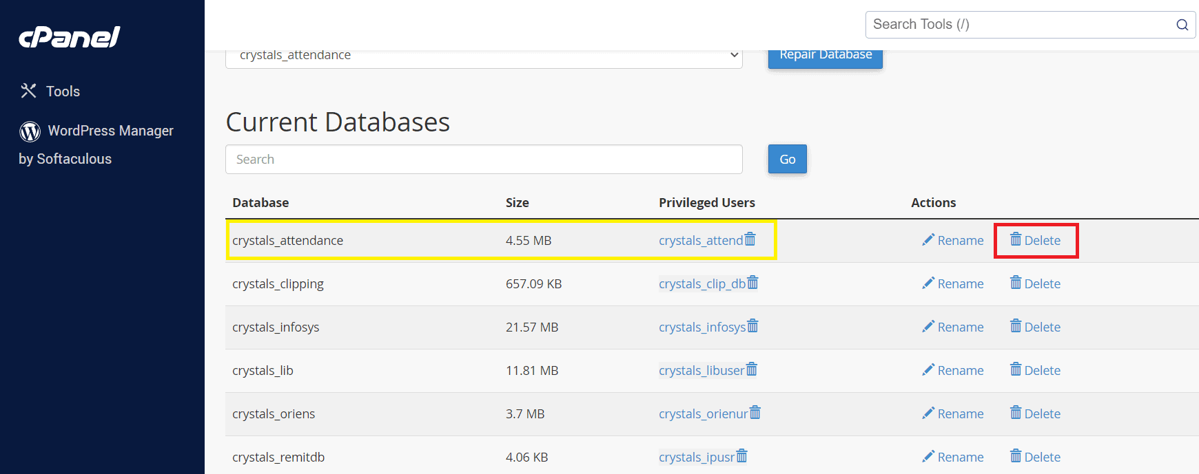 List of current database