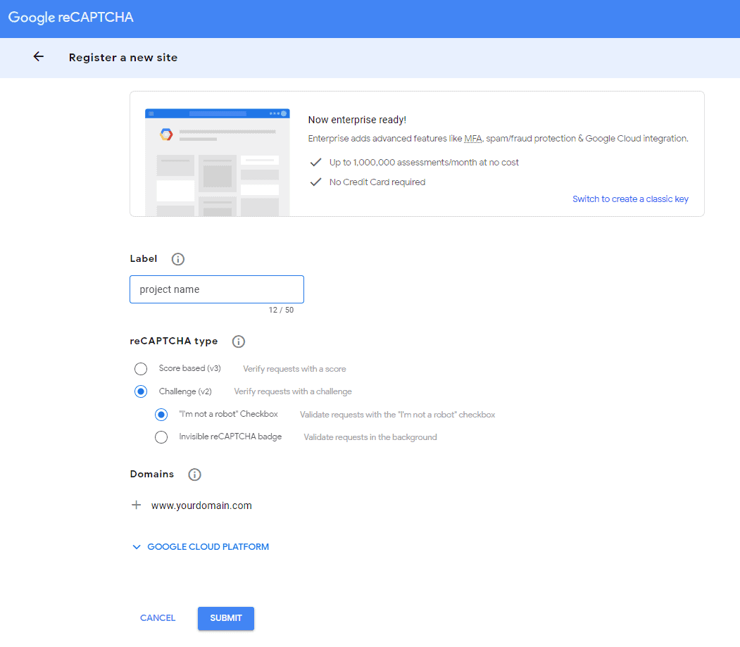 recaptcha api