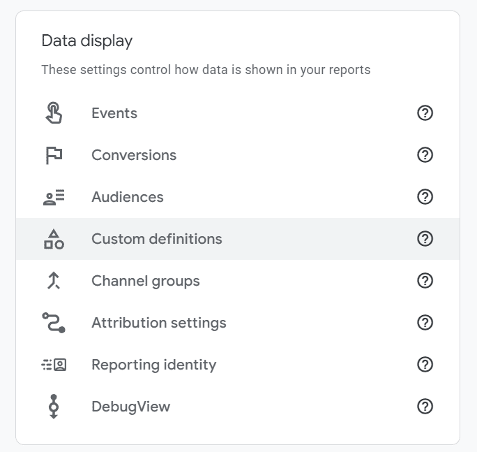 admin custom dimension metric